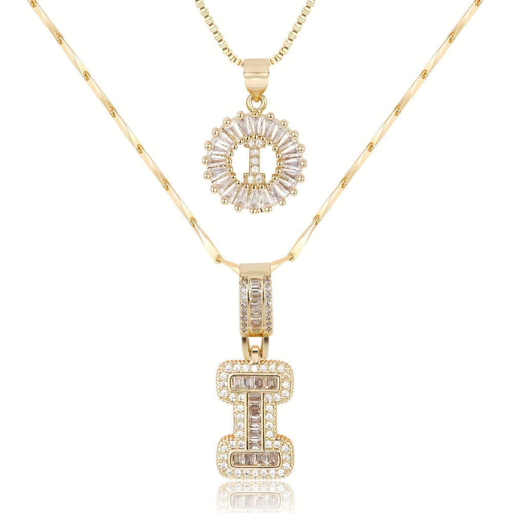 2pc 14k Diamond Letter Initial Necklaces
