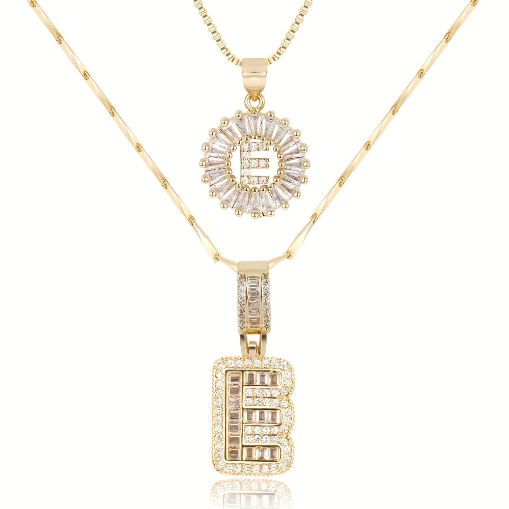 2pc 14k Diamond Letter Initial Necklaces