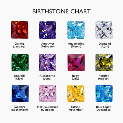 Princess Cut Birthstone Band Ring