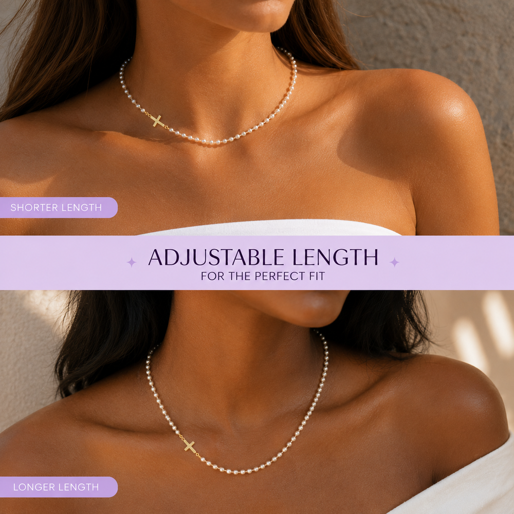 Dainty Cross & Pearls Necklace