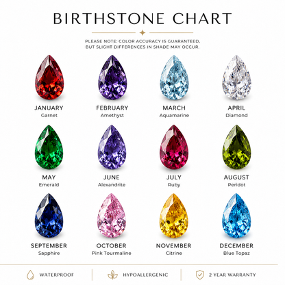 Dainty Name & Teardrop Birthstone Necklace