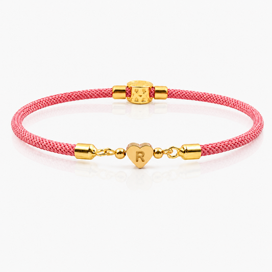 Adjustable Heart Letter Initial Bracelets