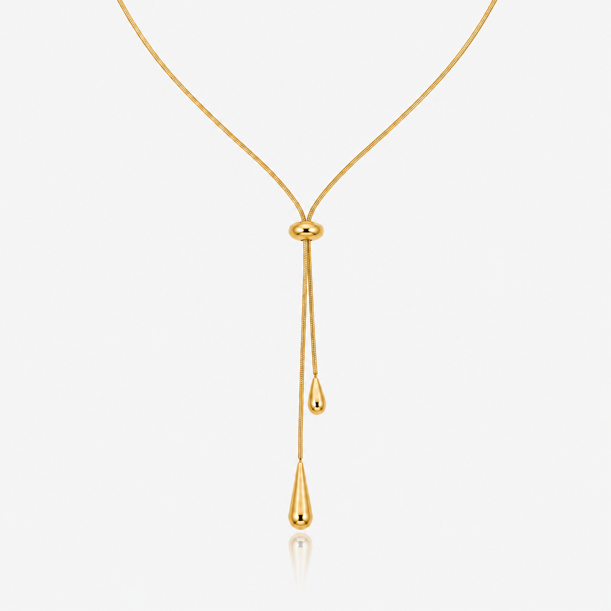 Adjustable Pull Droplet Lariat Necklace and Earrings