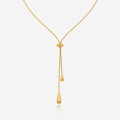 Adjustable Pull Droplet Lariat Necklace and Earrings