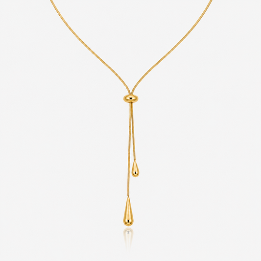 Adjustable Pull Droplet Lariat Necklace and Earrings