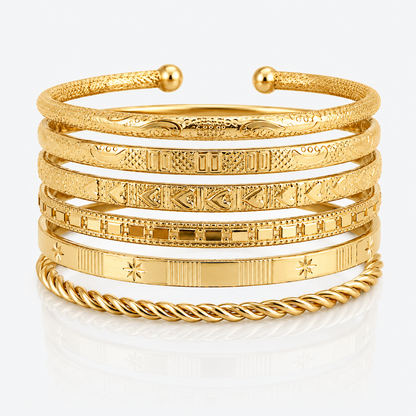 7pc Adjustable Textured Cuff Stack