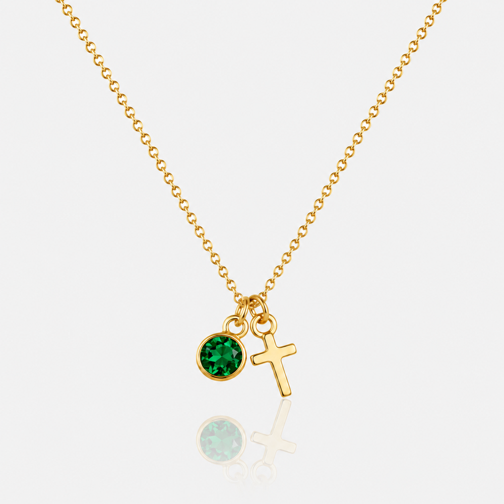 Birthstone Cross Necklace