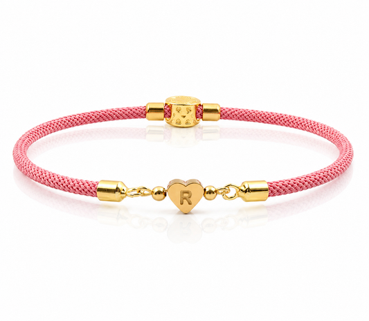 Adjustable Heart Letter Initial Bracelets