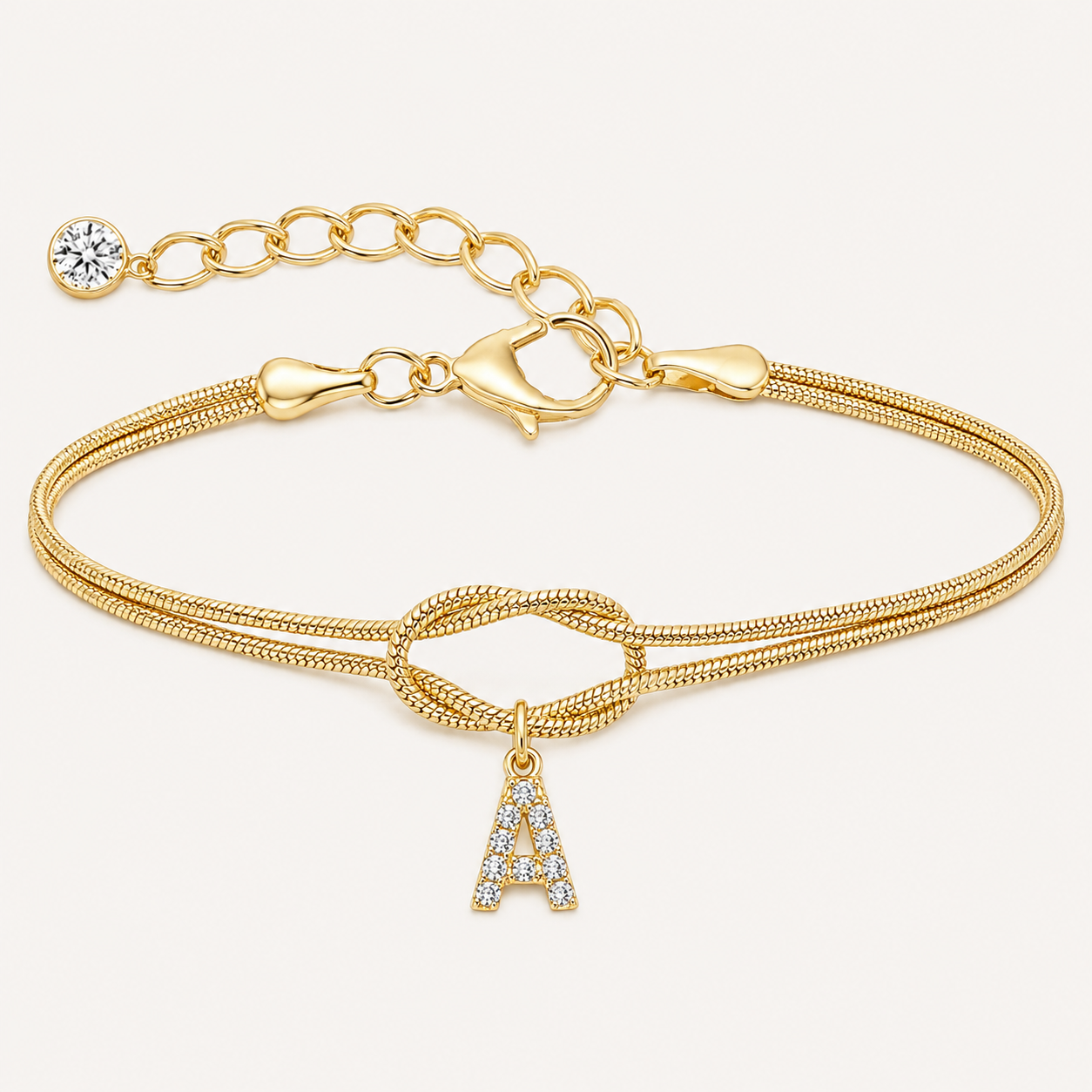 Diamond Letter Love Knot Bracelet