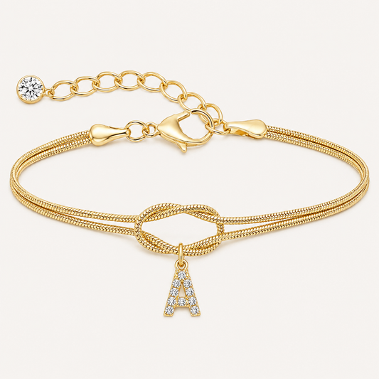 Diamond Letter Love Knot Bracelet