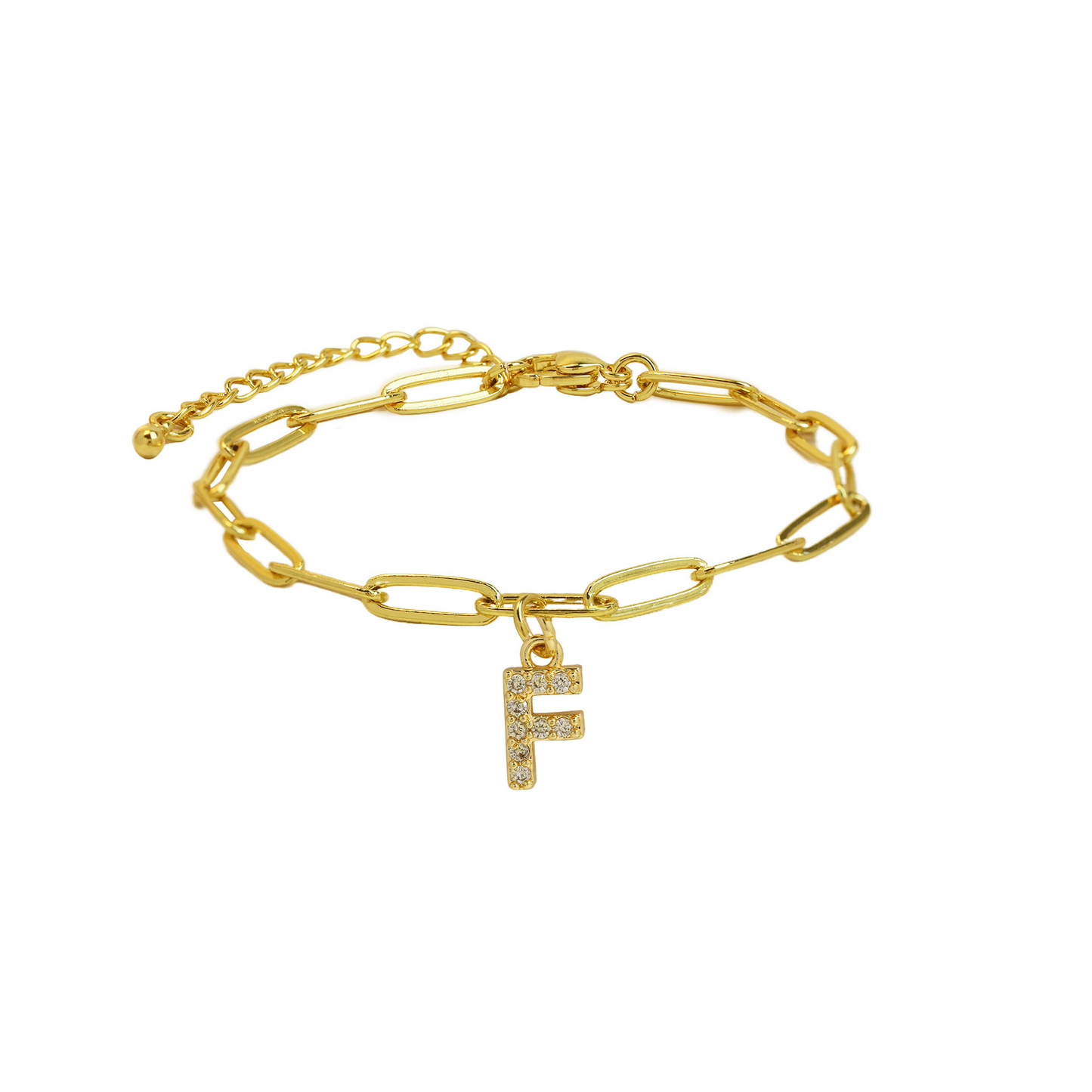 Dainty Paperclip Letter Initial Bracelet