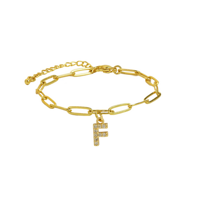 Dainty Paperclip Letter Initial Bracelet