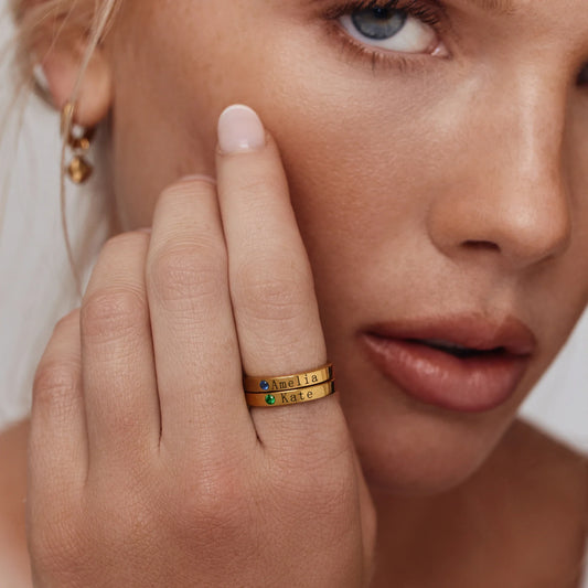 Stackable Birthstone Name Ring