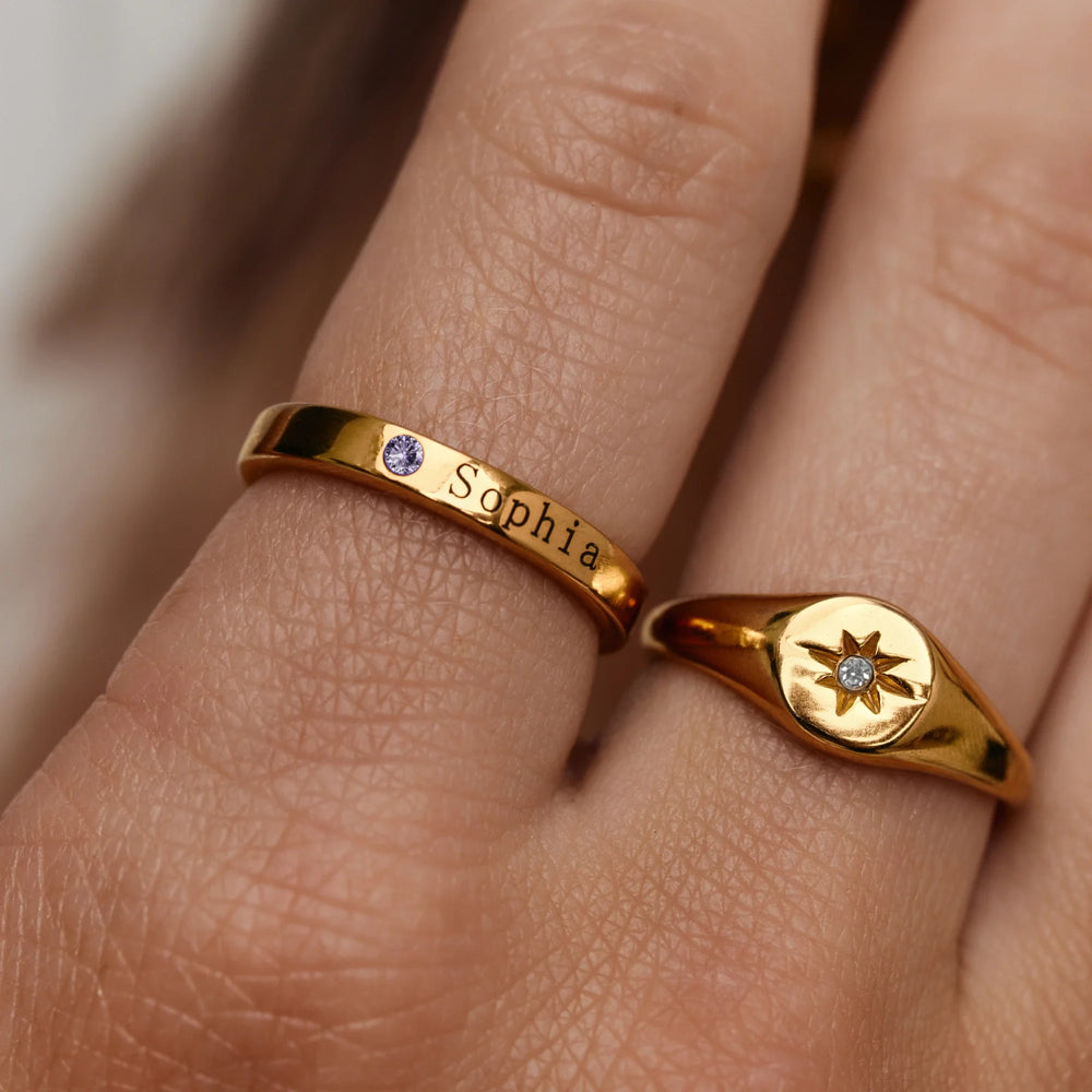 Stackable Birthstone Name Ring