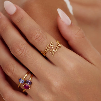Duo Custom Name Ring