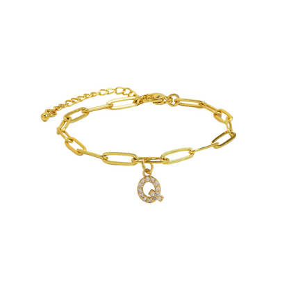 Dainty Paperclip Letter Initial Bracelet