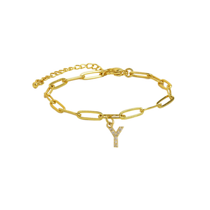 Dainty Paperclip Letter Initial Bracelet
