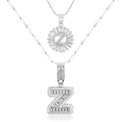 2pc 14k Diamond Letter Initial Necklaces