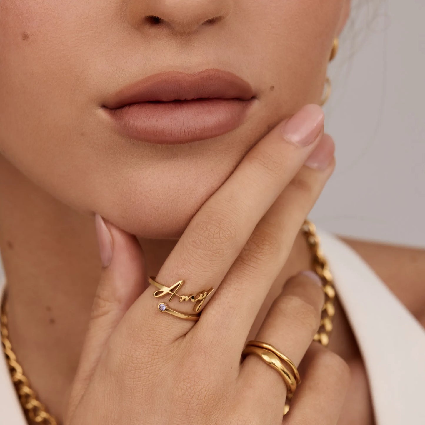 Signature Name and Birthstone Ring