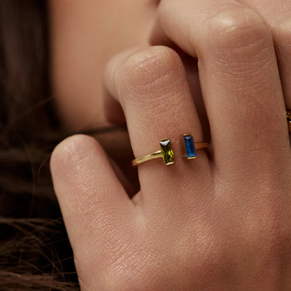 Duo Baguette Birthstone Ring
