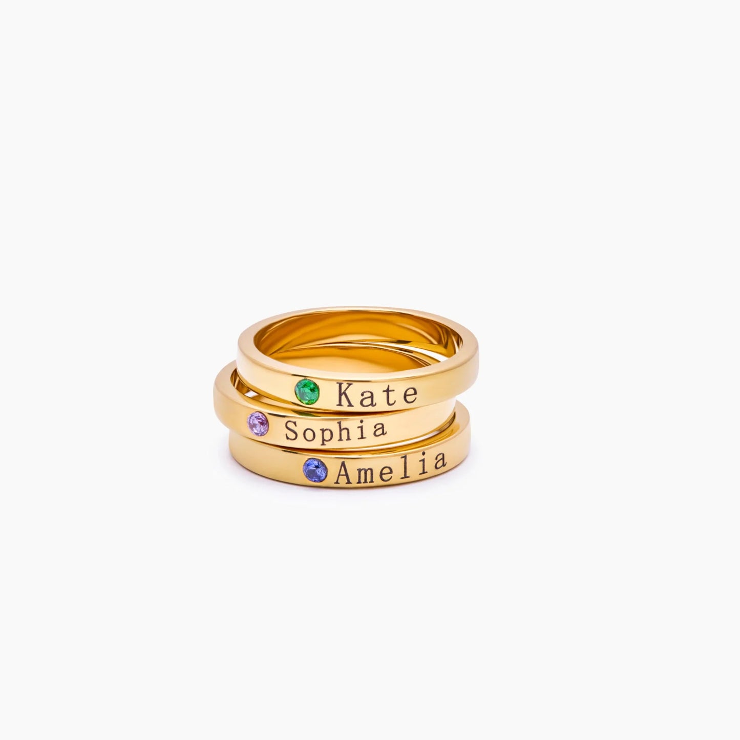 Stackable Birthstone Name Ring