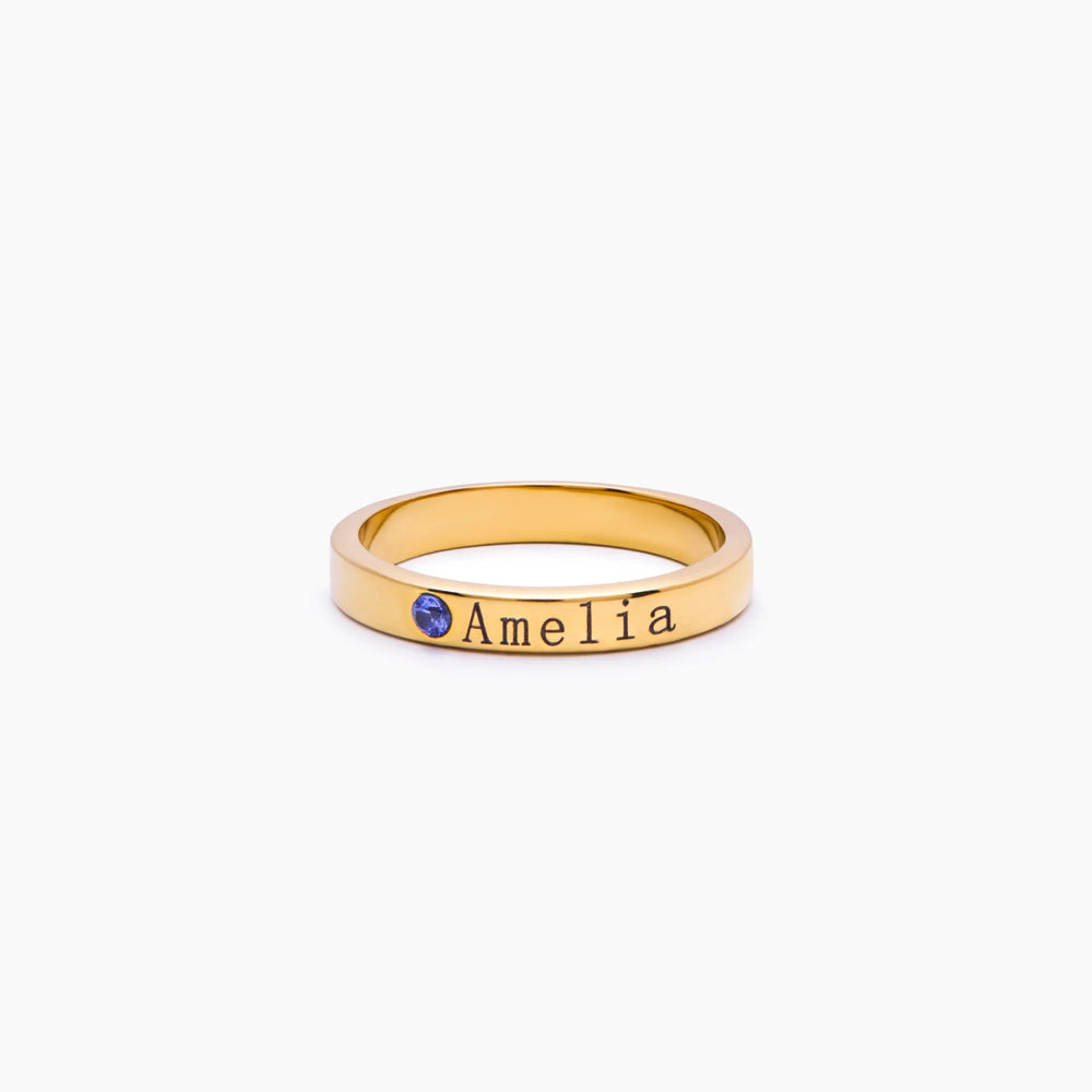 Stackable Birthstone Name Ring