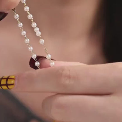 Dainty Cross & Pearls Necklace
